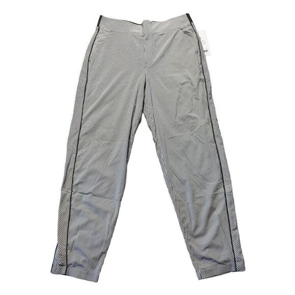 Athleta Women's Brooklyn Textured Pull On Striped Ankle Pants Size 10 NWT - Picture 1 of 8